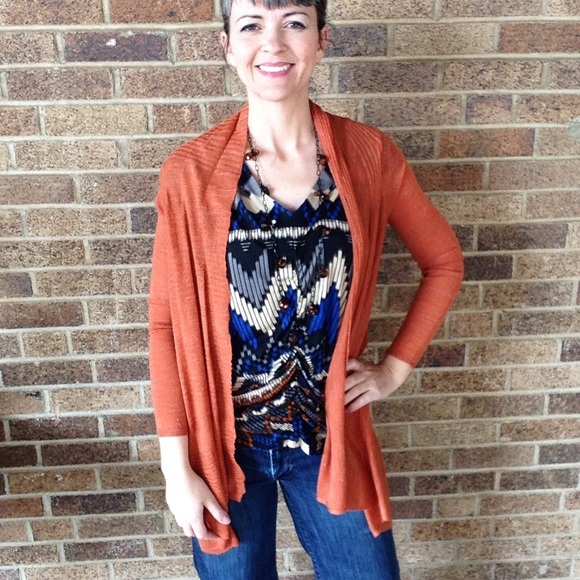 exc MOTH anthropologie terra cotta cardigan XS S - Picture 3 of 7
